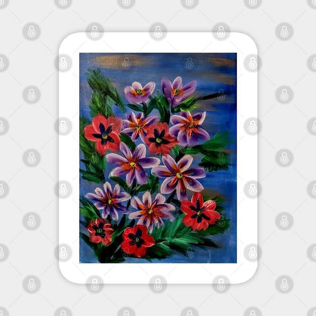 some wildflowers in metallic paint Magnet by kkartwork