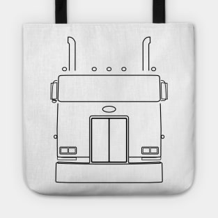 Cabover Pete classic truck outline graphic (black) Tote