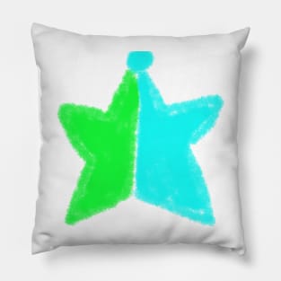 green blue star watercolor design Pillow