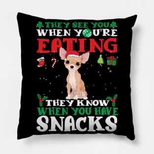 Christmas Dog Eating Snacks Pillow