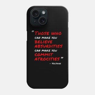 Voltaire Quote (White/Red) Phone Case