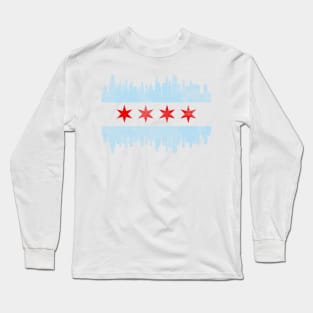 Chicago Men's Charcoal Night Skyline Long Sleeve Tee 2X-Large