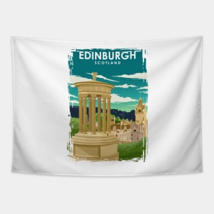 Edinburgh Scotland Vintage Minimal Travel Poster Tapestry