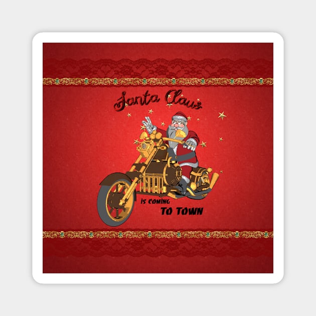 Santa Claus is coming on a motorcycle Magnet by Nicky2342