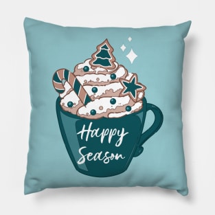 A cute Christmas coffee with whipped cream Pillow