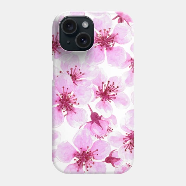 Cherry blossom watercolor Phone Case by katerinamk