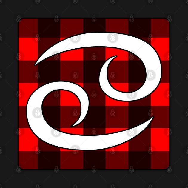 Cancer Zodiac Horoscope Buffalo Plaid Square Monogram by bumblefuzzies