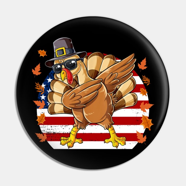 Thanksgiving Day Dabbing Turkey Pilgrim Boys Girls Kids Pin by binnacleenta