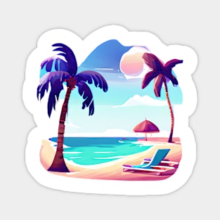 Summer lover, beach, palm trees. Magnet