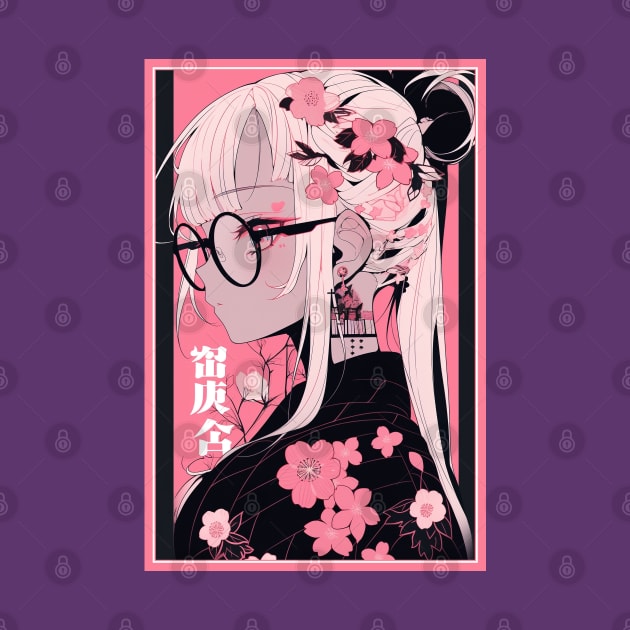 Aesthetic Anime Girl Pink Rosa Black | Quality Aesthetic Anime Design | Premium Chibi Manga Anime Art by AlNoah