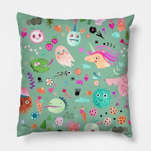 Halloween Monsters and Friends Pillow