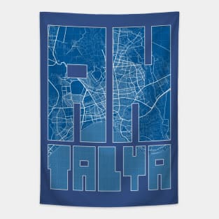 Antalya, Turkey Map Typography - Blueprint Tapestry