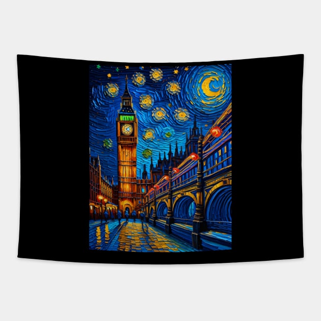 Bigben in Starry Night Tapestry by FUN GOGH