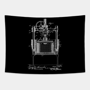 Wine Press Vintage Patent Hand Drawing Tapestry