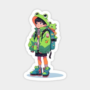 Kawaii Frog Anime School Boy Magnet