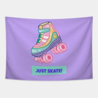 Just Skate Roller Skate Quad Skate Classic 90s 80s Retro Bright Pastel Artwork Tapestry