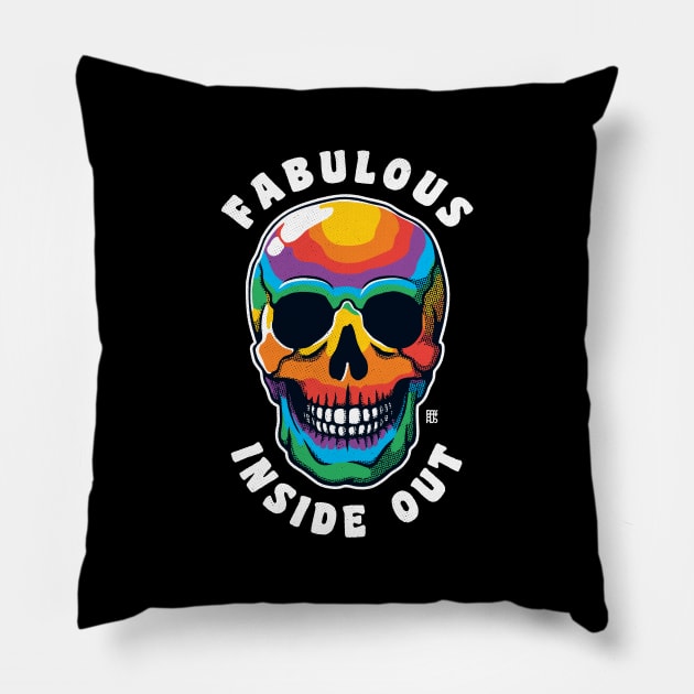 Fabulous From The Inside LGBT Pride Skull Pillow by raffaus