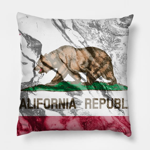 Flag of California - Marble texture Pillow by DrPen