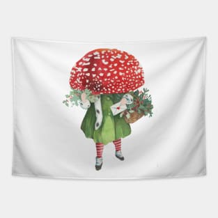 Mushroom girl in green Tapestry