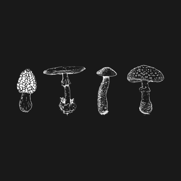 row of mushrooms by MugDesignStore