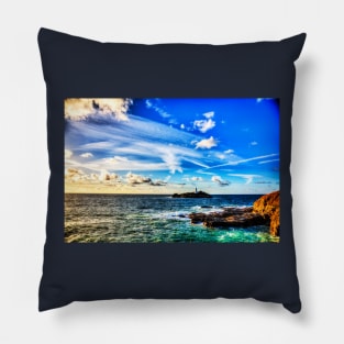 Godrevy Lighthouse Stunning Sky Pillow