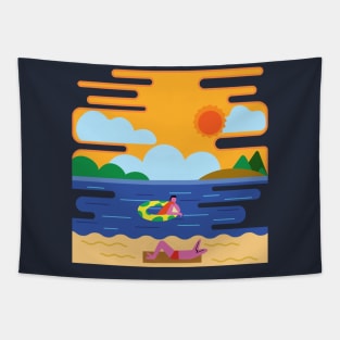 Sunbathing in the world best beach Tapestry