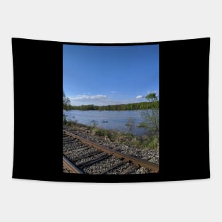 Railroad Tracks by the River Tapestry