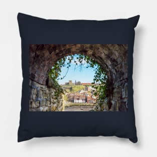 Whitby Abbey And Church Through The Keyhole Tunnel Pillow