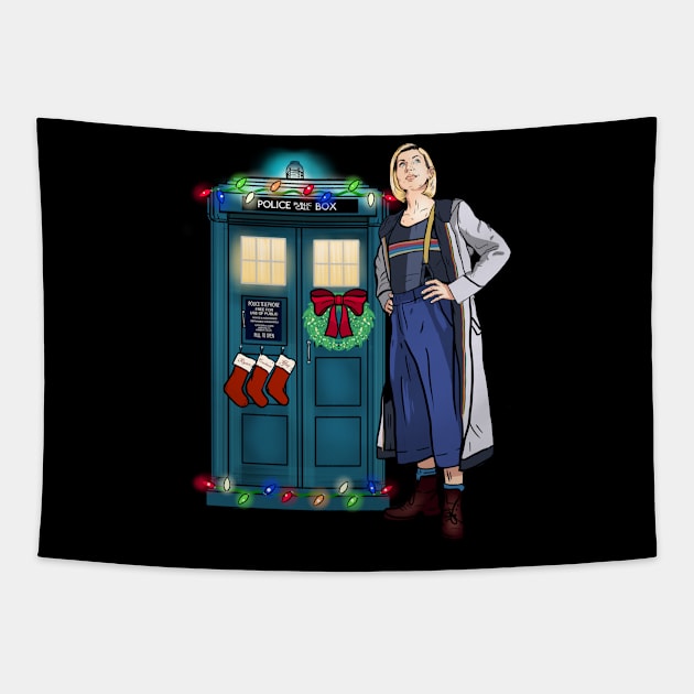 Merry Christmas Doctor! Tapestry by MonicaLaraArt