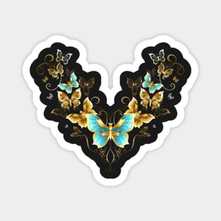 Symmetrical Pattern of Golden Butterflies ( Gold butterflies ) Magnet