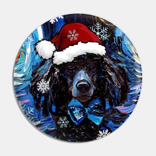 Black Poodle Santa Pin