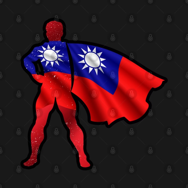 Taiwan Hero Wearing Cape of Taiwanese Flag Representing I Stand with Taiwan by Mochabonk