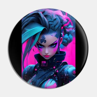 Neon cyberpunk girl Pin