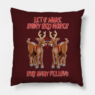 The Art of Making Red Shiny Noses - Christmas Reindeer print Pillow