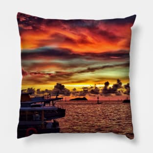Summer Fiery Sunset Skies Photography Design Pillow