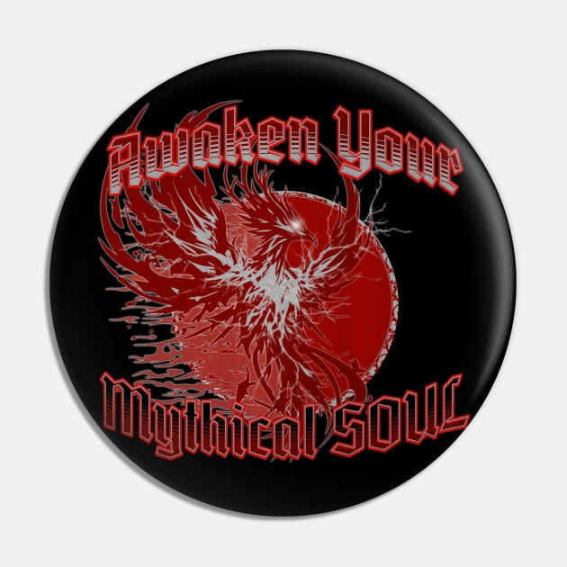 Awaken Your Mythical Soul Silver and Red Phoenix Pin by mythikcreationz