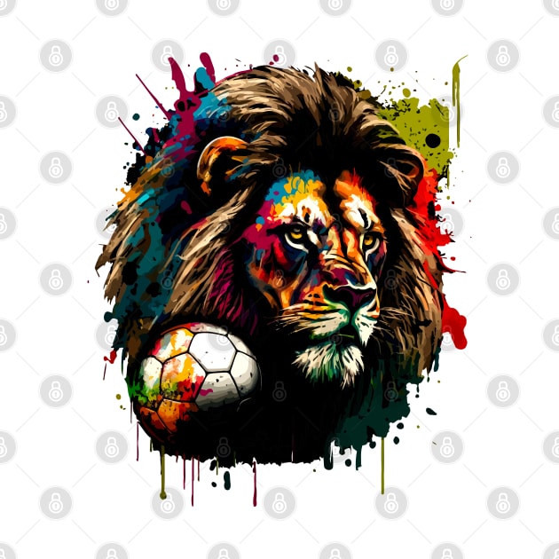 Africa Lion Sports Player Soccer Futball Football - Graphiti Art Graphic Trendy Holiday Gift by MaystarUniverse