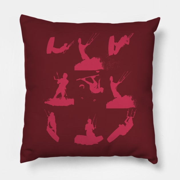 Kitesurf Silhouette Photo Montage Viva Magenta Pattern Pillow by taiche