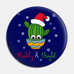Prickly And Bright - Cactus With A Santa Hat In A Bowl Pin