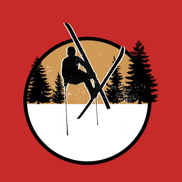 silhouette skiing ski jump mountains 80's sports by Captain-Jackson