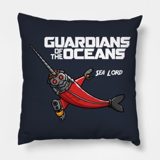 Guardians of the Oceans Sea Lord not Star, Funny Narwhal Movie Parody Pillow