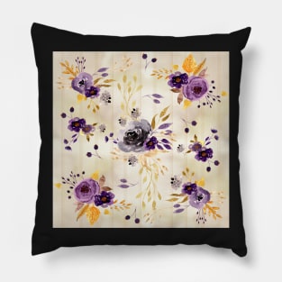 Watercolor Floral 4 | Purple flowers on watercolor background Pillow