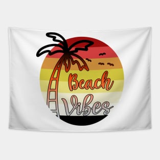 Beach Vibes // Palm tree Sunset Design Tapestry