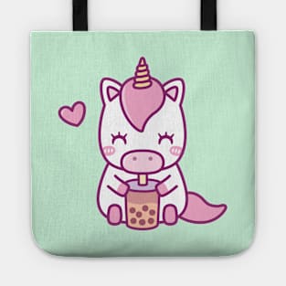 Cute Little Unicorn Loves Drinking Boba Tea Tote