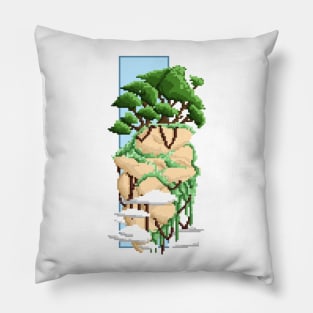 Pixel Landscape : Flying Rock Pillow