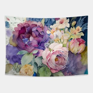 Pastel Watercolor Colorful Flowers Tapestry