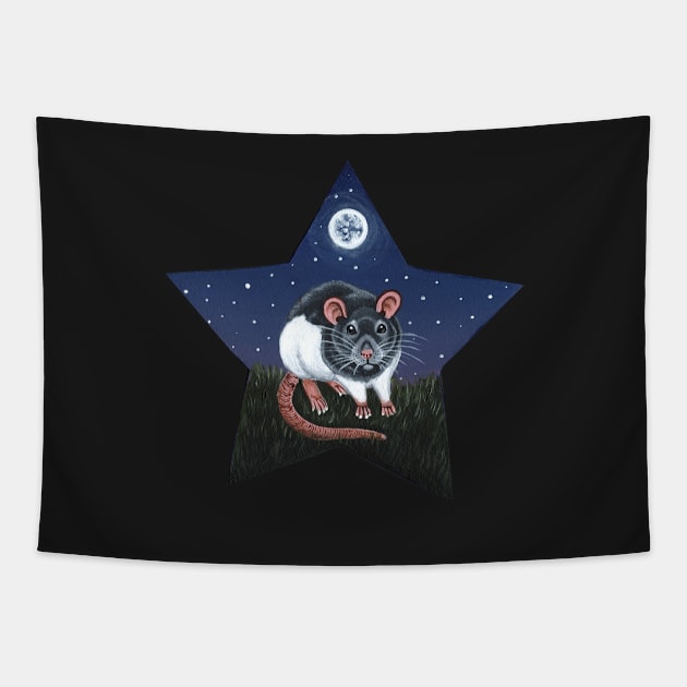 Grey Hooded Rat Star Tapestry by WolfySilver