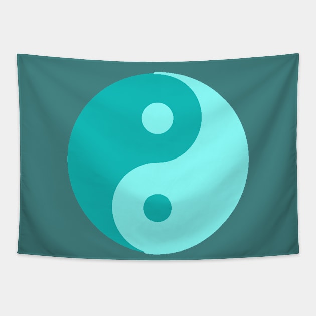Yin Yang in shades of blue Tapestry by NovaOven