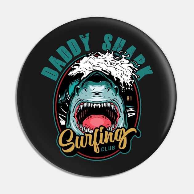 Daddy Shark Retro Pin by RedoneDesignART