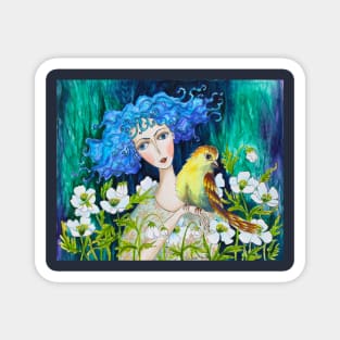 Sad Anemones Watercolor Painting Magnet